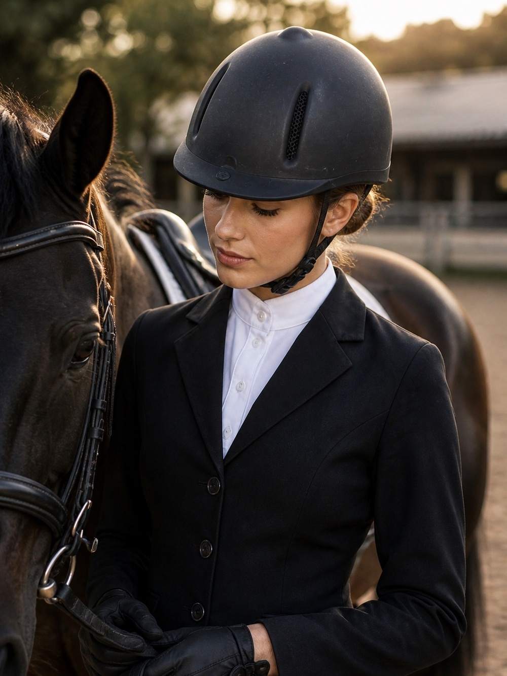 Vintage TCM Matte Black Equestrian Riding Helmet
